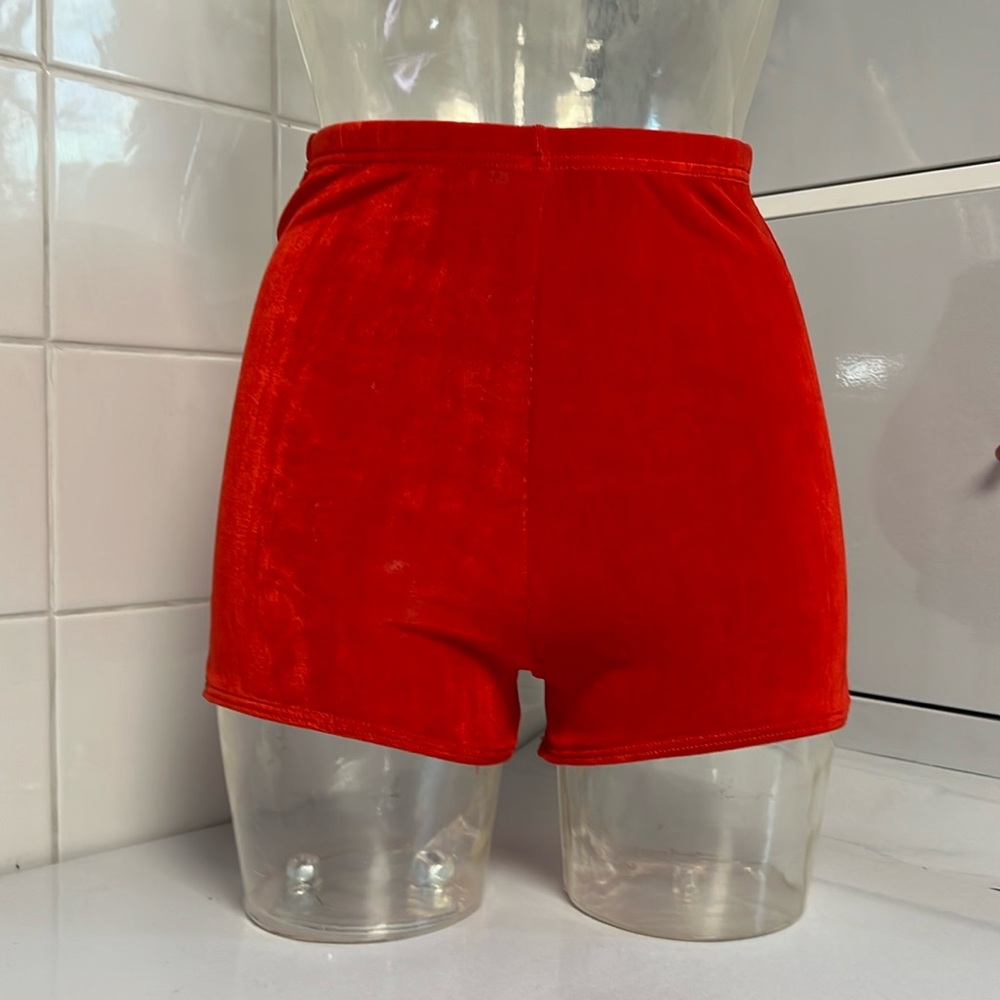 Slinky Micro-Ribbed High Waist Dance Spanks XL Rich Red EUC